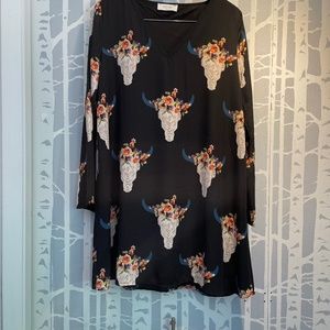 Peach Love California Long Sleeve Swing Dress size Large